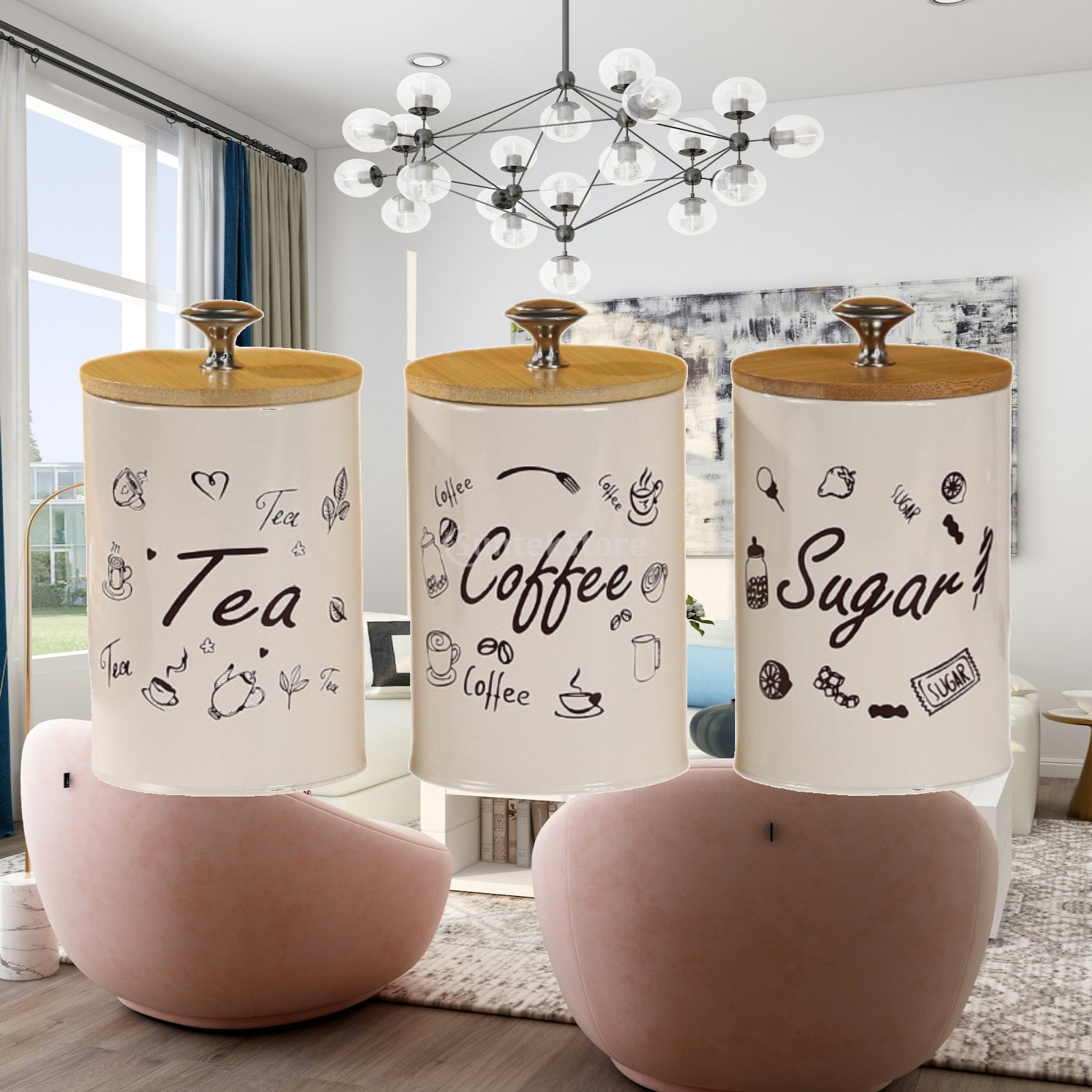 Coffee Tea Canister Set - مجموعة علب تخزين للقهوة والشاي والسكر