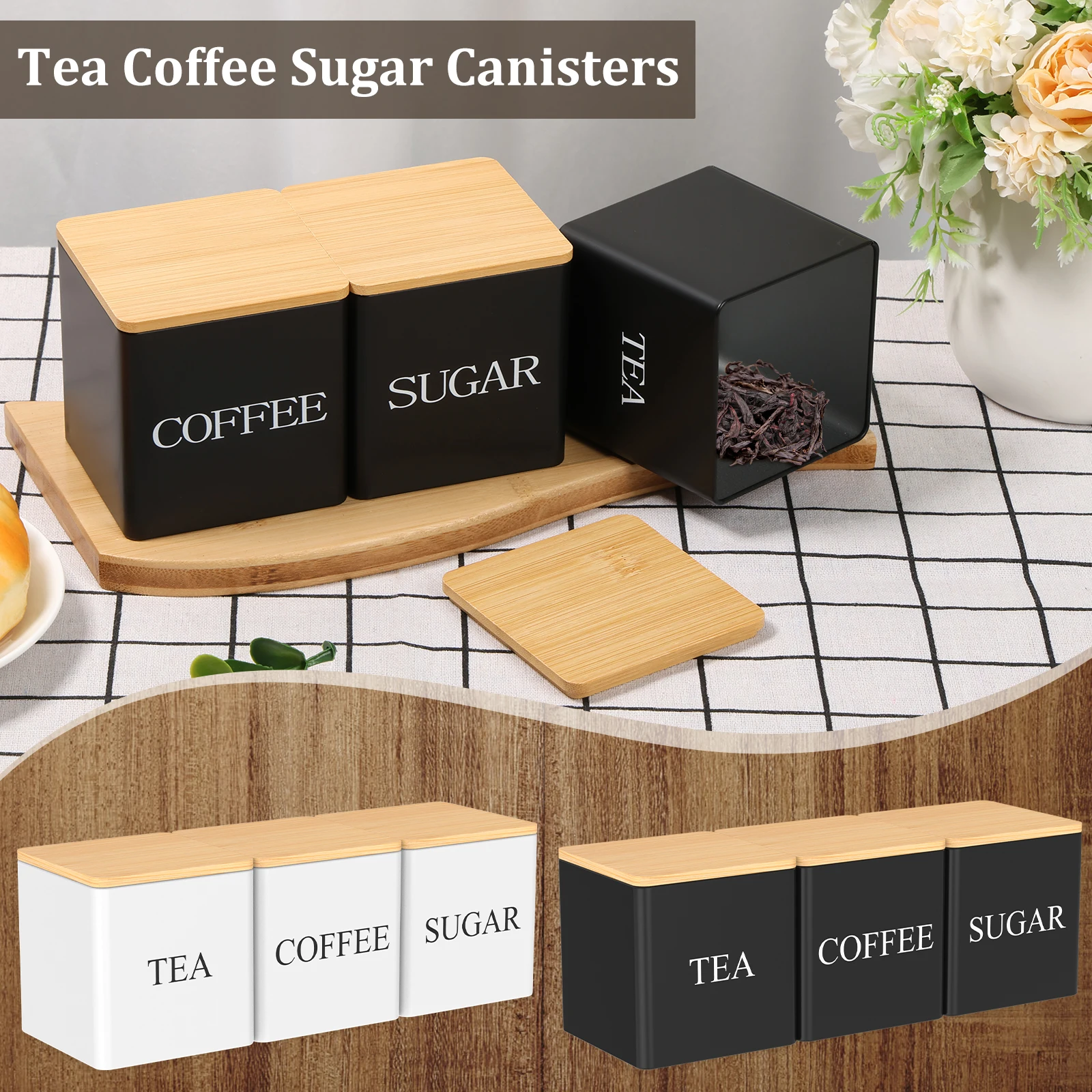 Coffee Tea Canister Set - طقم من 3 قطع: علب شاي