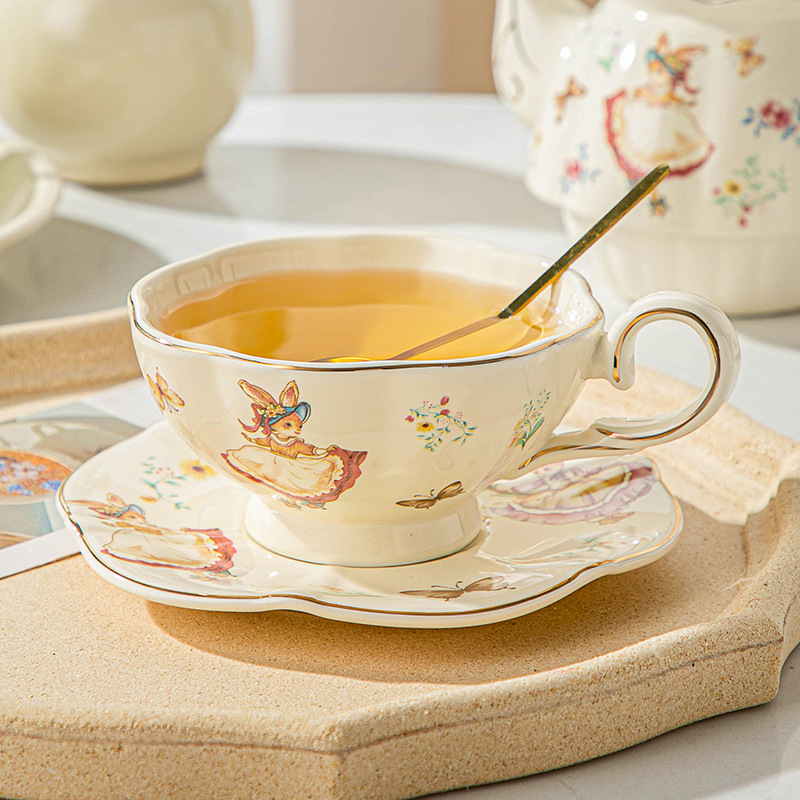 Coffee Tea English - فنجان قهوة ولوحة إنجليزي قديم، كوب