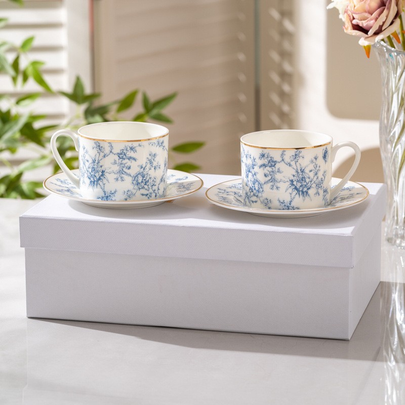 Best Tea Coffee - طقم أكواب وصحون قهوة من البورسلين