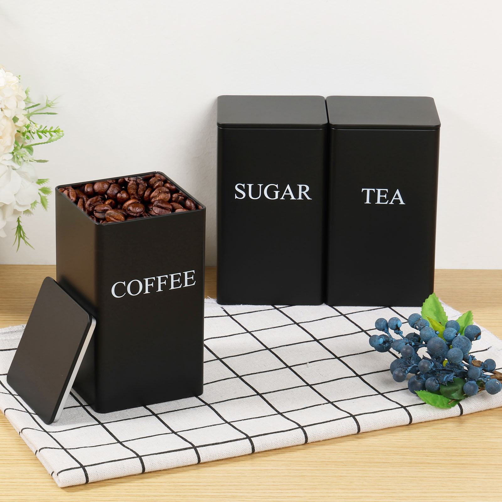 3 قطعة علب تخزين حبوب البن الش - مراجعة Coffee Tea Canister Set وسعره