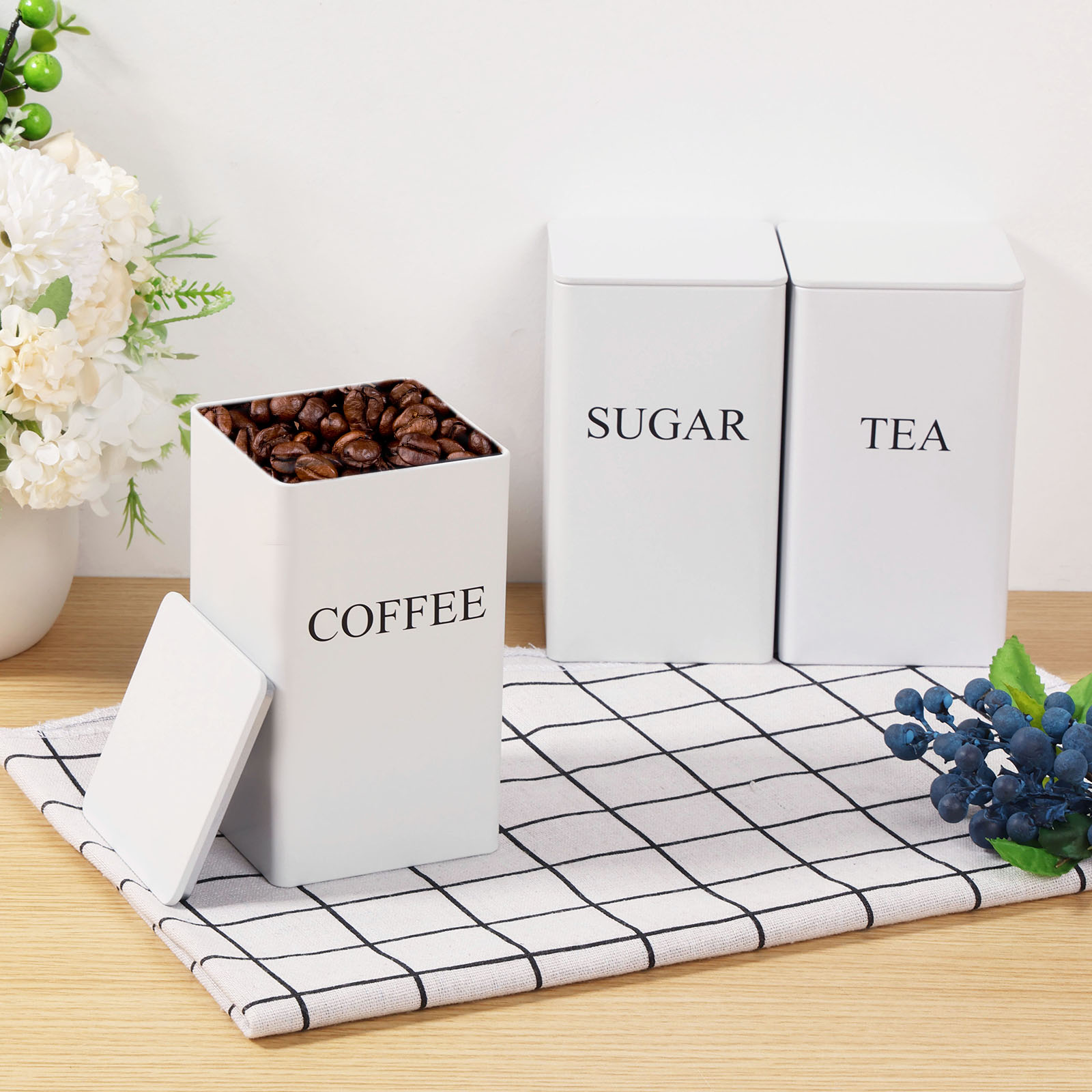3 قطعة علب تخزين حبوب البن الش - مراجعة Coffee Tea Canister Set وسعره