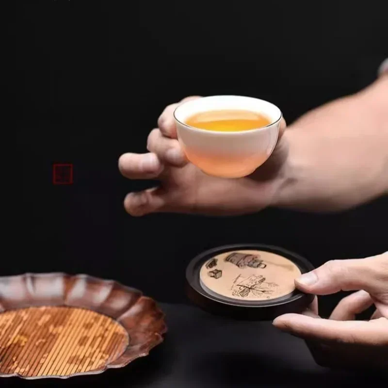 كأس خشبي مستدير حصيرة مقاومة ل - مراجعة Coffee Tea In Chinese وسعره