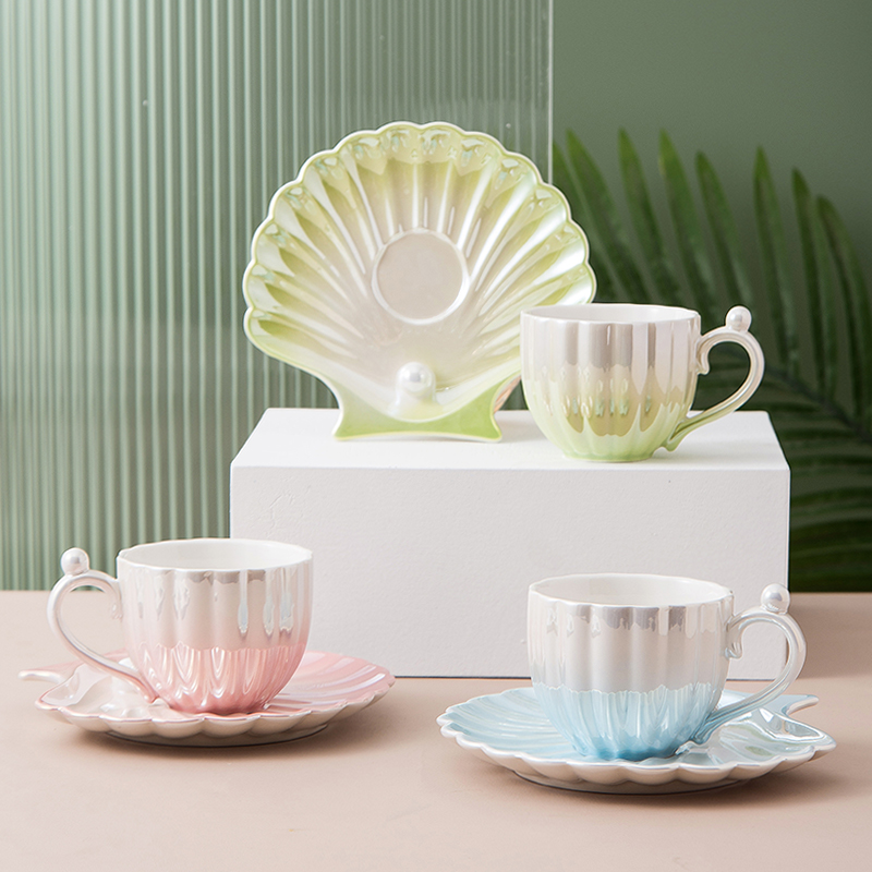 أكواب سيراميك بتصميم شل اللؤلؤ - مراجعة Best Tea Coffee وسعره