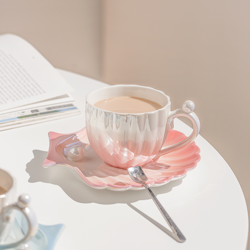 أكواب سيراميك بتصميم شل اللؤلؤ - مراجعة Best Tea Coffee وسعره