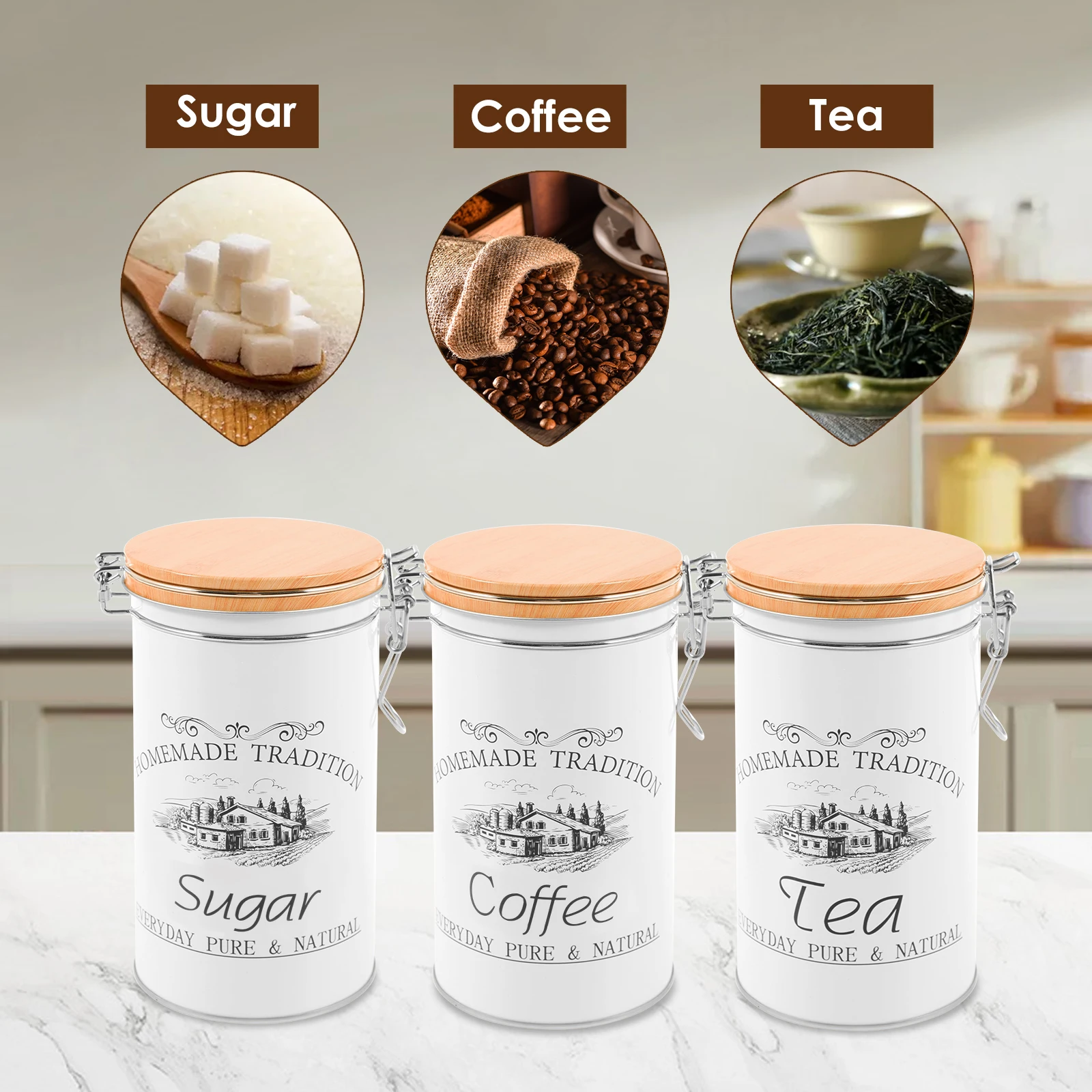 3 قطعة/المجموعة الشاي القهوة ا - مراجعة Coffee Tea Canister Set وسعره