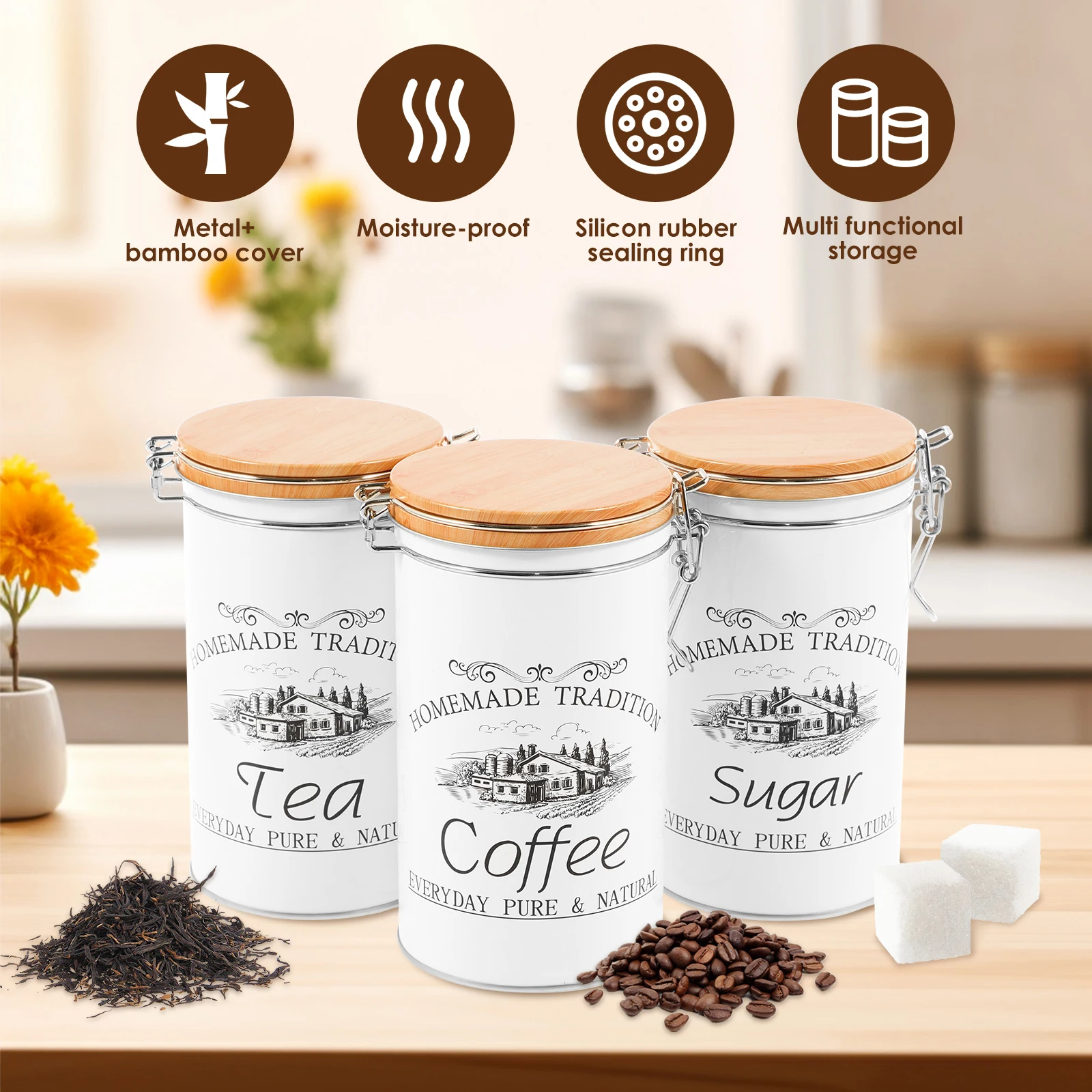 3 قطعة/المجموعة الشاي القهوة ا - مراجعة Coffee Tea Canister Set وسعره